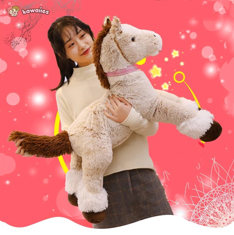 Cuddly Extra-Large Brown and Gray Horse Plush Toy