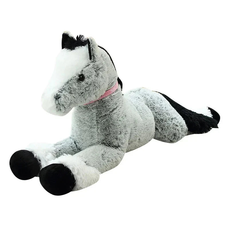 Cuddly Extra-Large Brown and Gray Horse Plush Toy
