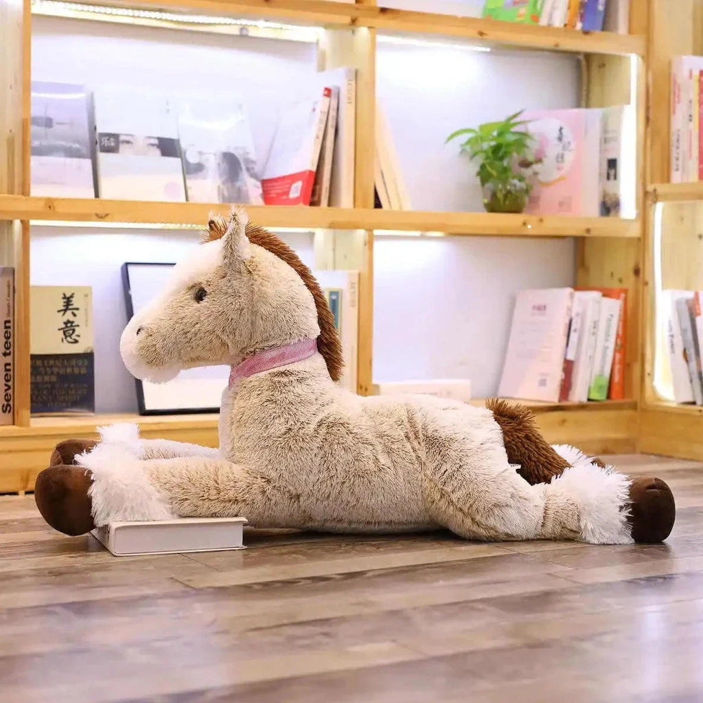 Luxuriously Soft and Adorable Giant Brown and Gray Horse Plush Toy