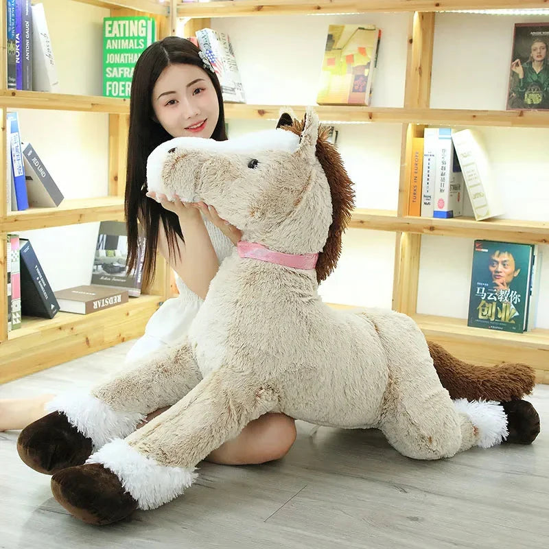 Cuddly Extra-Large Brown and Gray Horse Plush Toy