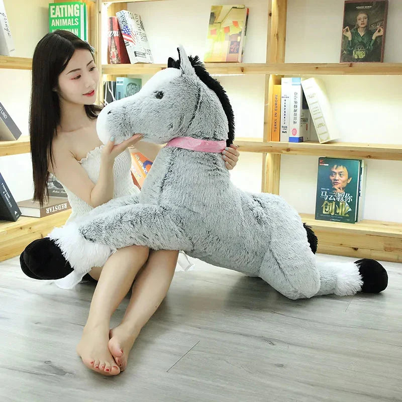 Cuddly Extra-Large Brown and Gray Horse Plush Toy