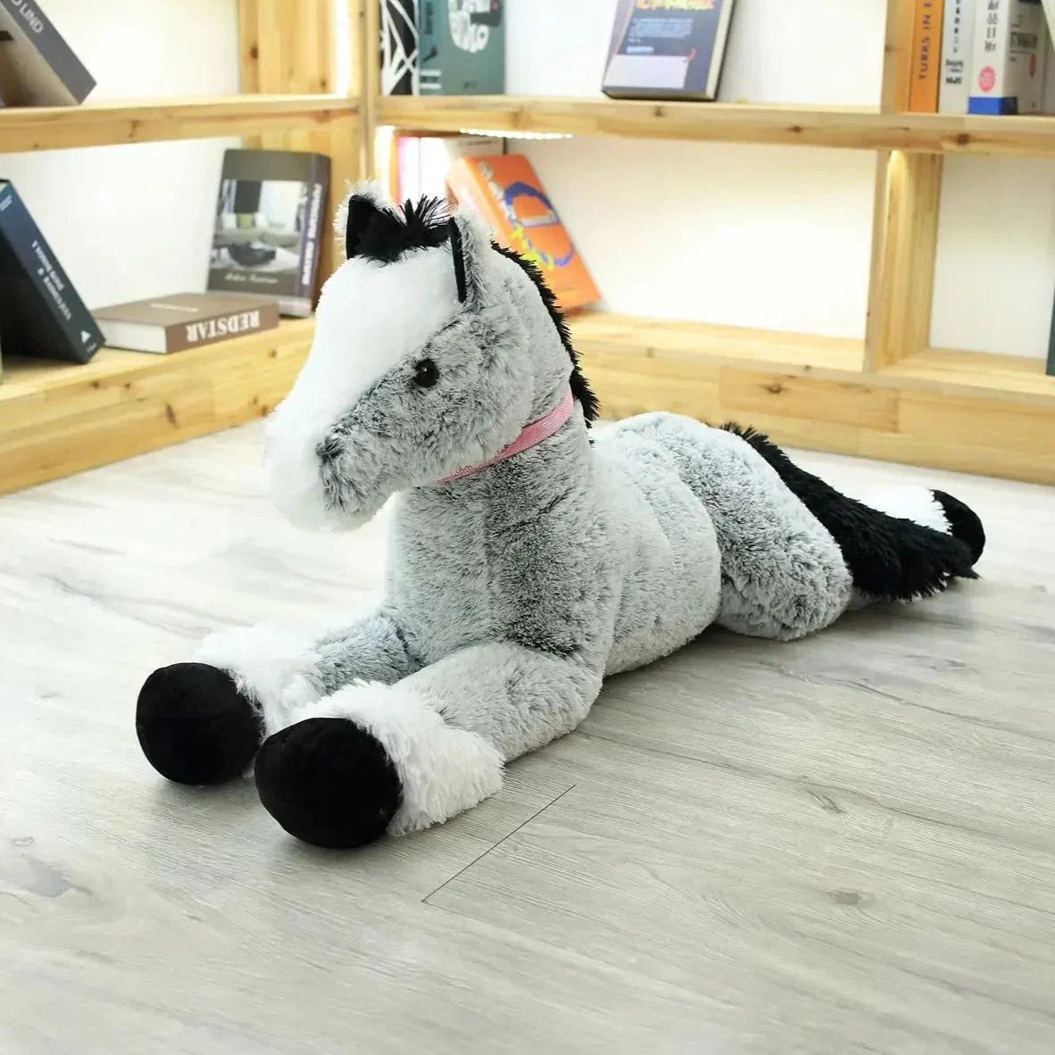 Cuddly Extra-Large Brown and Gray Horse Plush Toy