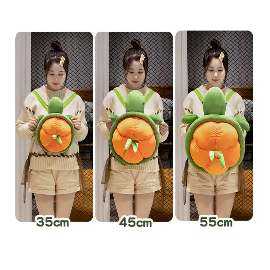 Vibrant Green and Orange Turtle Plush Backpack for Fun Adventures