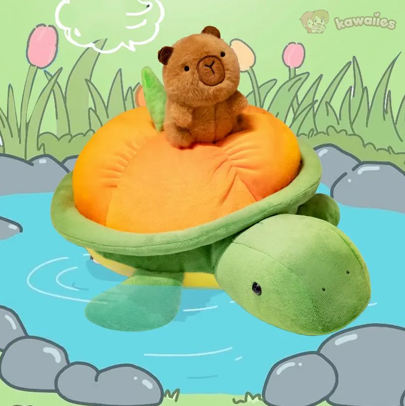 Vibrant Green and Orange Turtle Plush Backpack for Fun Adventures