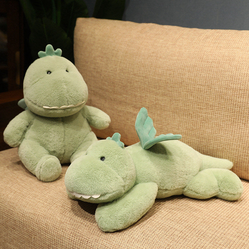 Meet Hajiro: Your Adorable Goofy Green Dinosaur Plush Companion!