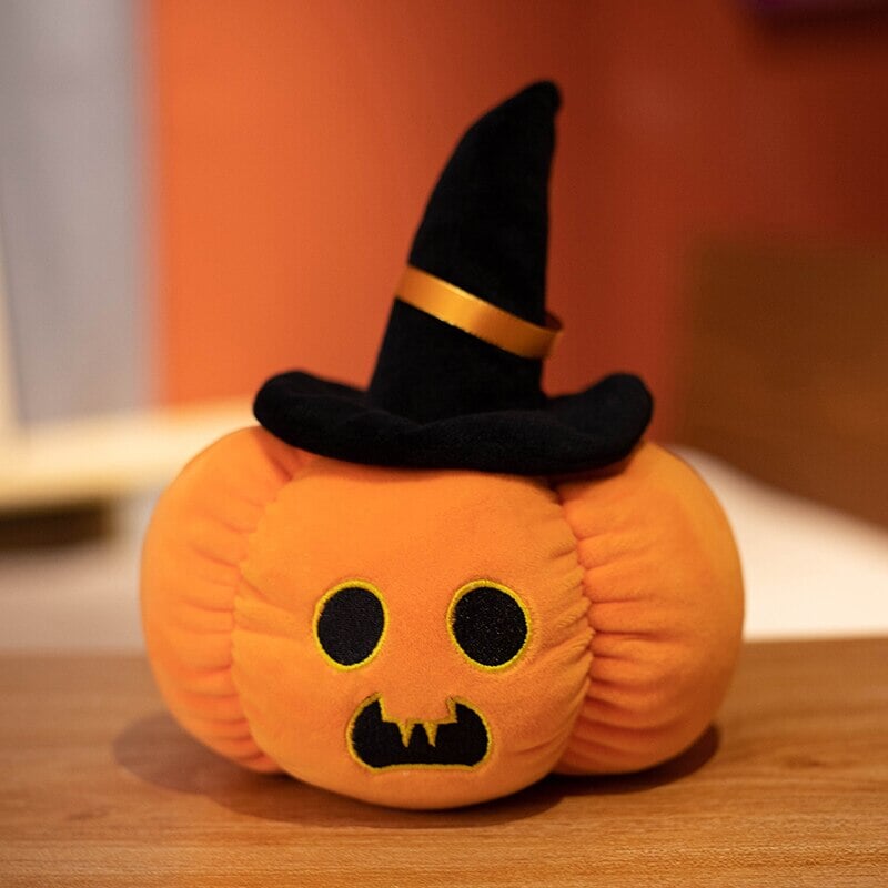 Spooky Pumpkin & Black Hat Plushie Halloween Collection
