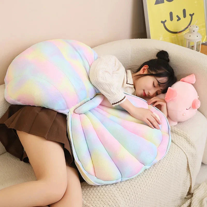 Adorable Jeju the Pig Plushie Snuggled in a Cozy Shell