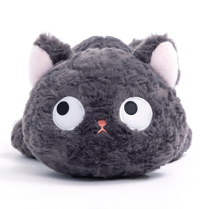 Jiji the Fluffy Black Cat Plushie Laying Down