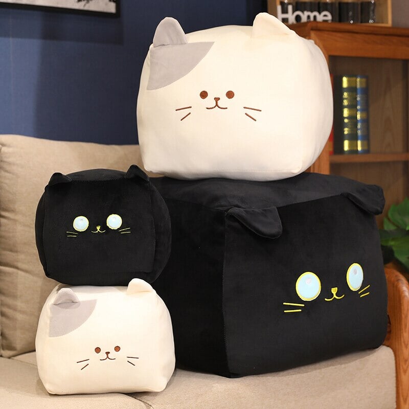 Adorable Black and White Cube Cat Plush Toys