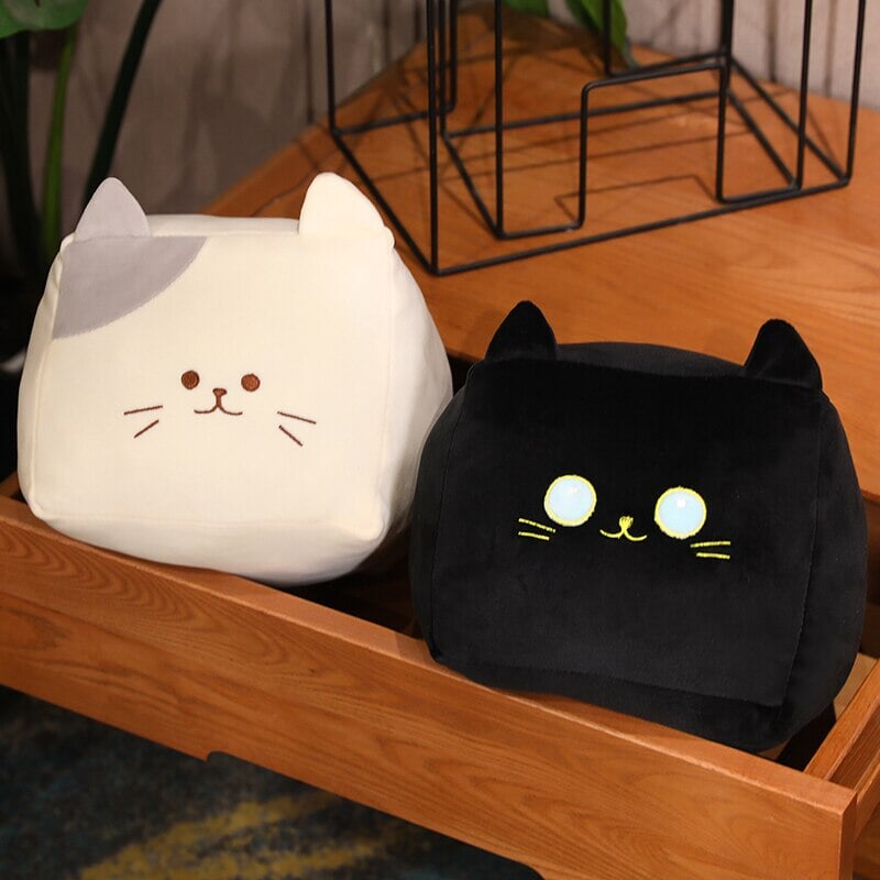 Adorable Black and White Cube Cat Plush Toys