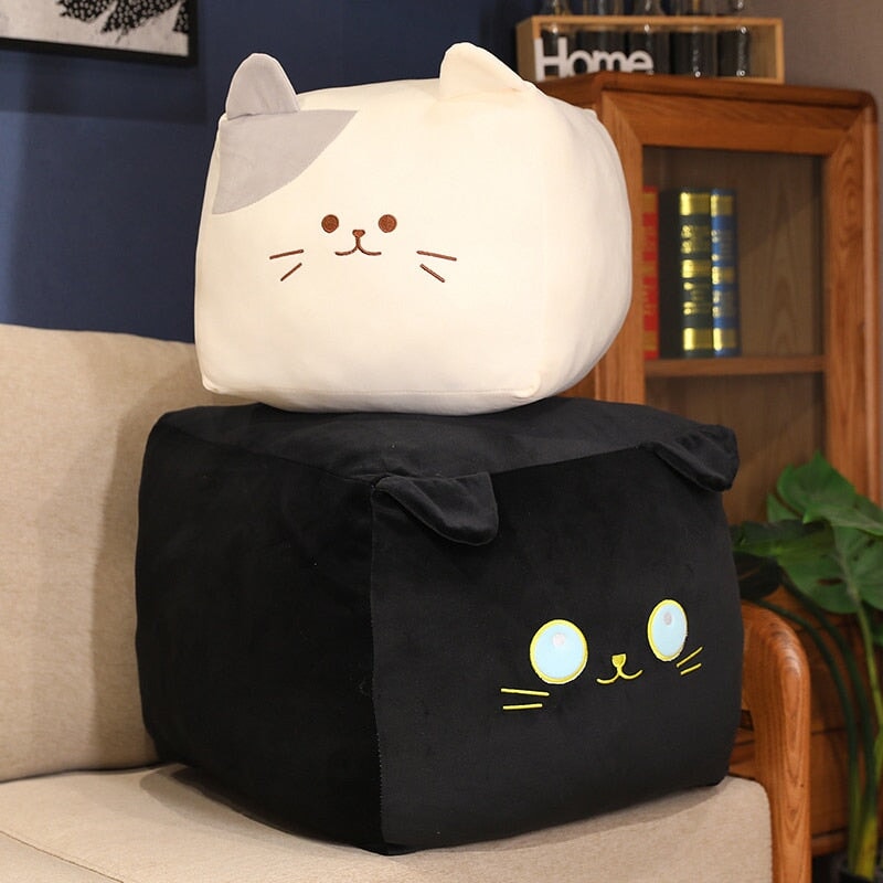 Adorable Black and White Cube Cat Plush Toys