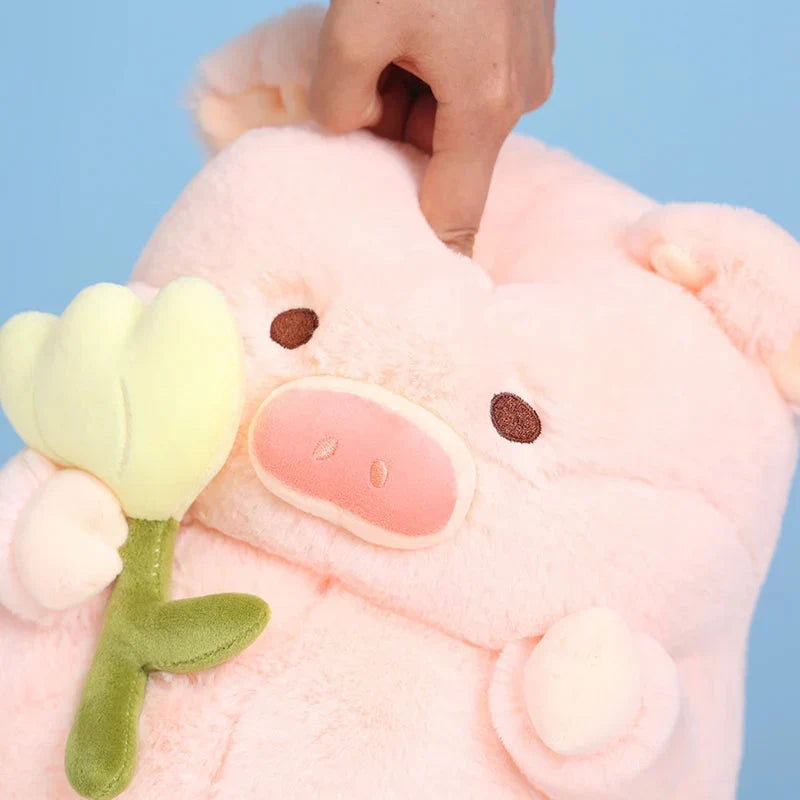 Adorable Chunky Pig Plushie with a Flower – Perfect for Cuddles!
