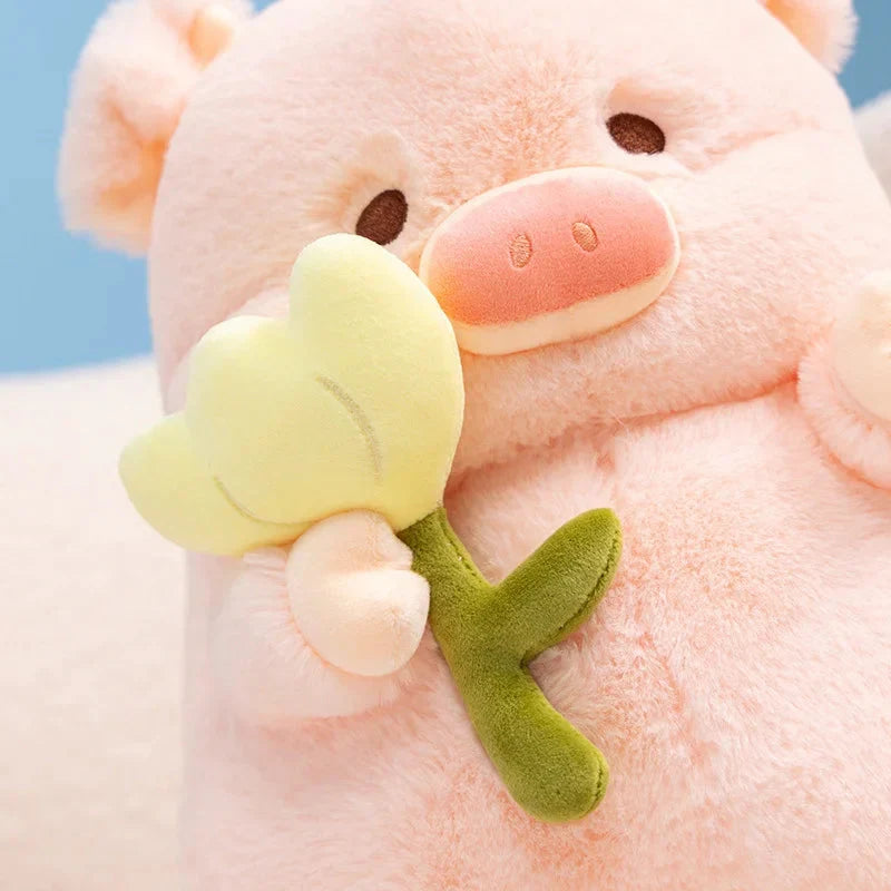 Adorable Chunky Pig Plushie with a Flower – Perfect for Cuddles!