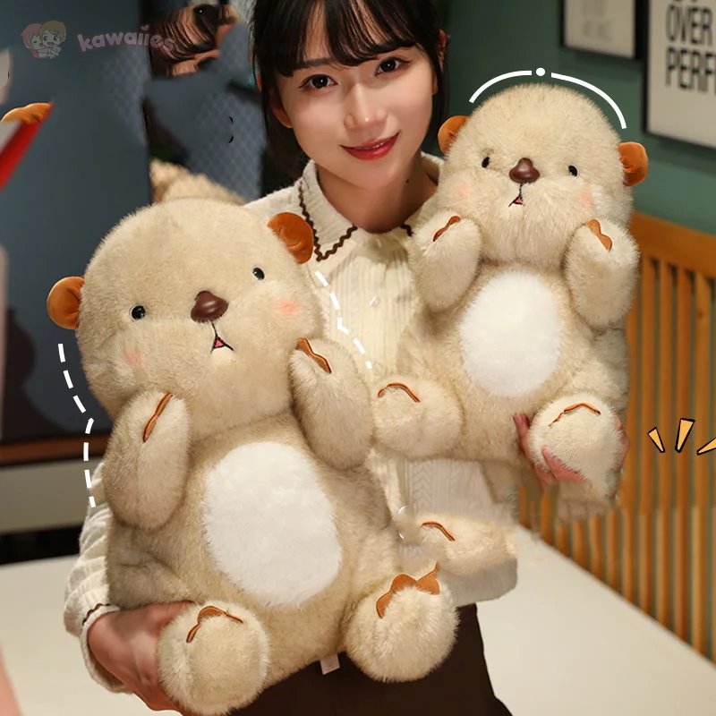 Adorable Fluffy Blushing Otter Stuffed Animal