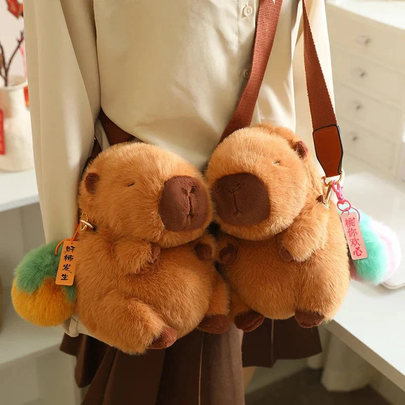 Adorable Fluffy Capybara Plush Toys with Convenient Strap