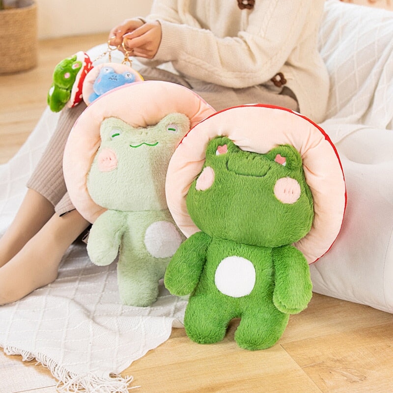 Adorable Fluffy Mushroom Frog Family Cuddly Plush Toys