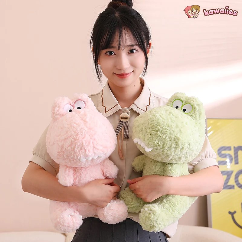 Adorable Kawaii Green and Pink Dinosaur Plush Toys