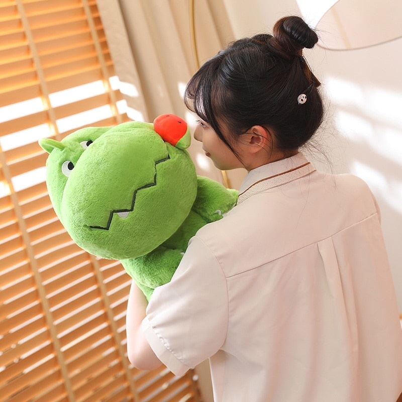 Adorable Pink and Green Fluffy Dinosaur Plush Toys