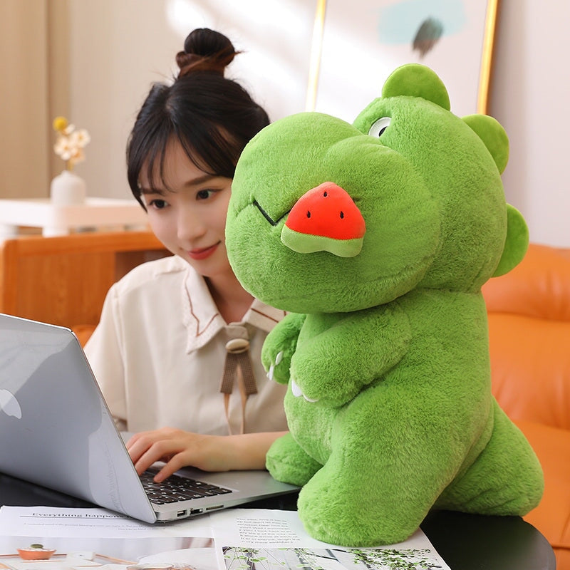 Adorable Pink and Green Fluffy Dinosaur Plush Toys