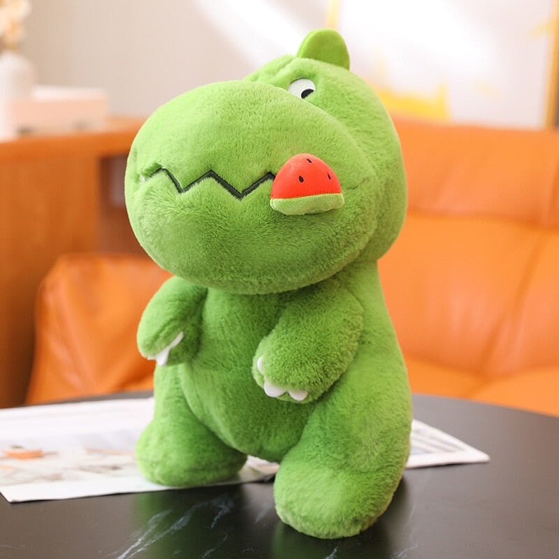 Adorable Pink and Green Fluffy Dinosaur Plush Toys