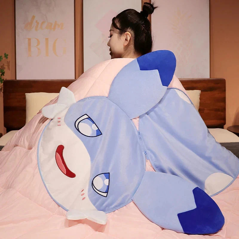Adorable Sofi Blue Dragon Pillow and Blanket Plushie Set