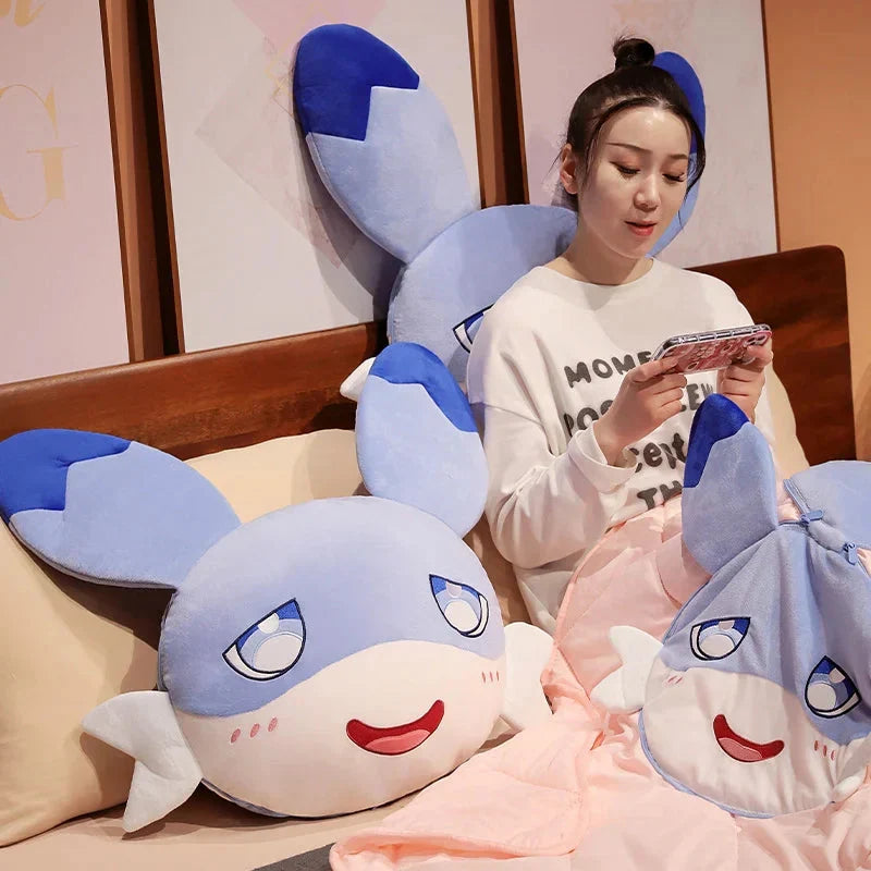 Adorable Sofi Blue Dragon Pillow and Blanket Plushie Set