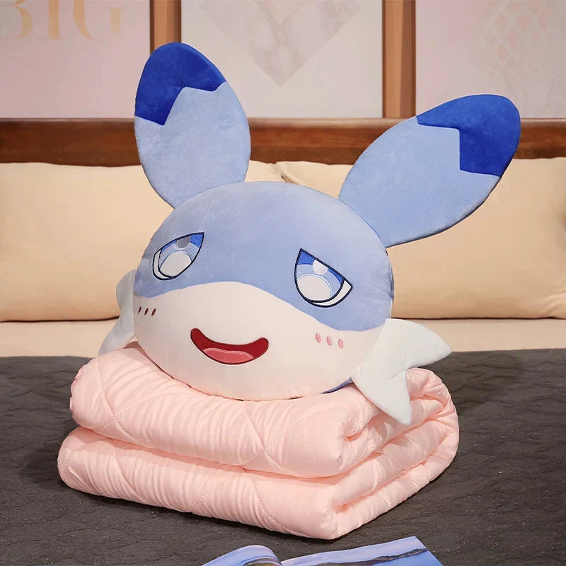 Adorable Sofi Blue Dragon Pillow and Blanket Plushie Set