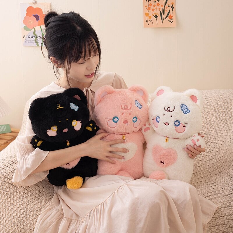 Adorable Starry Fluffy Cat Heart Plushies