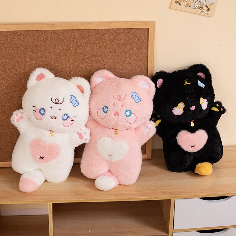Adorable Starry Fluffy Cat Heart Plushies