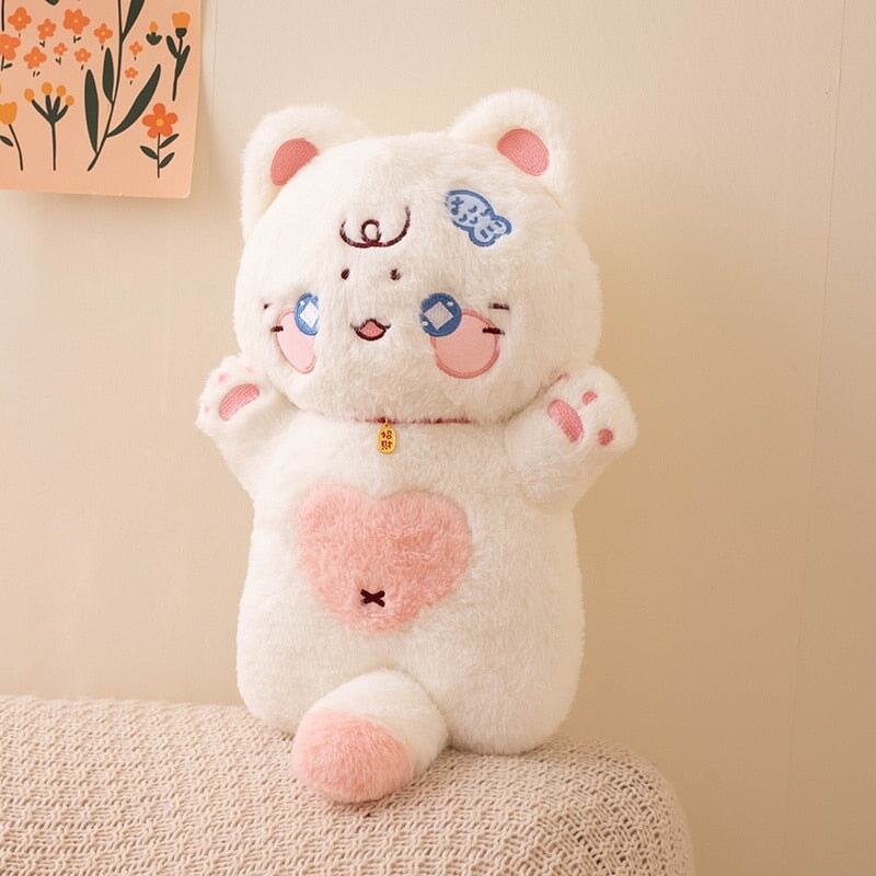 Adorable Starry Fluffy Cat Heart Plushies