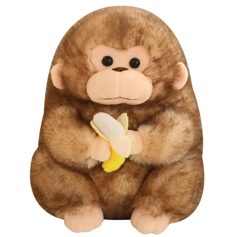 Adorable Kawaii Yellow and Brown Chunky Monkey Plushie with Banana Accessory
