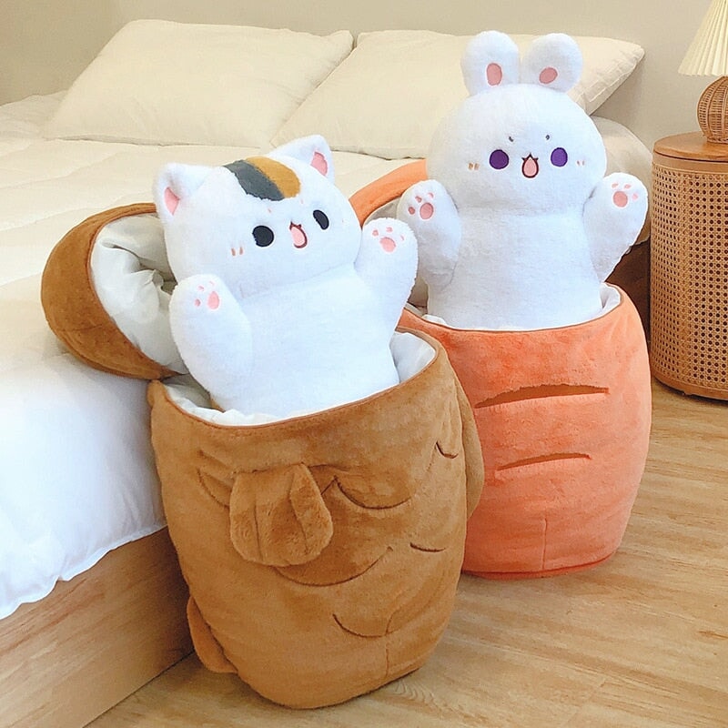 Large Kawaii Taiyaki Bone Carrot Animal Plushie Collection