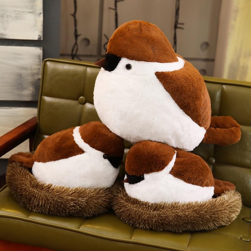 Adorable Realistic Sparrow Family Plush Toys
