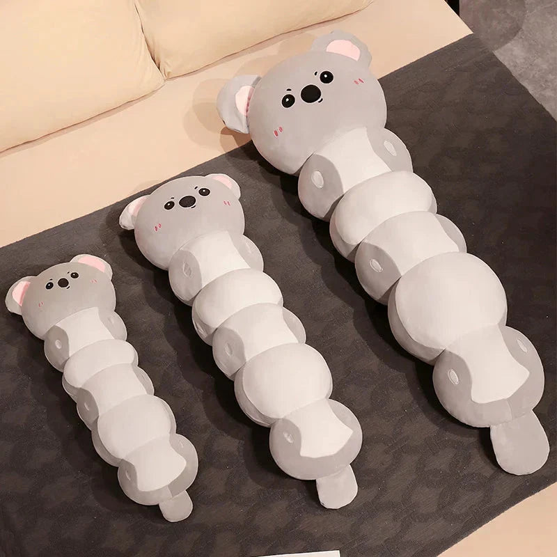 Adorable Long Caterpillar Cat, Koala, and Elephant Plush Toy Collection