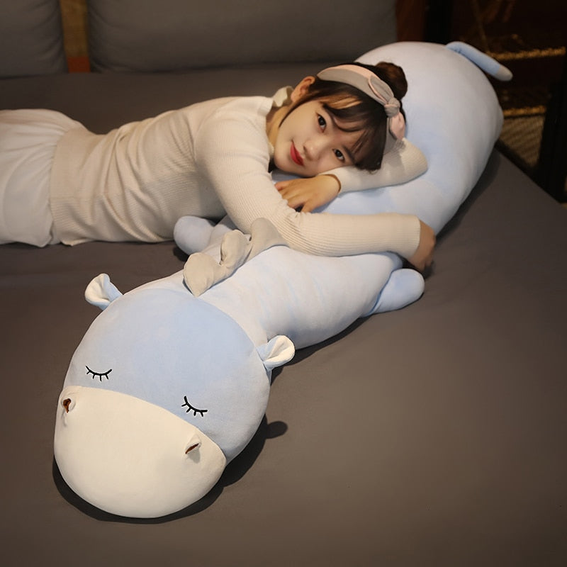 Extra-Soft Long Plush Hippo, Cow, and Sheep Stuffed Animals for Cuddling