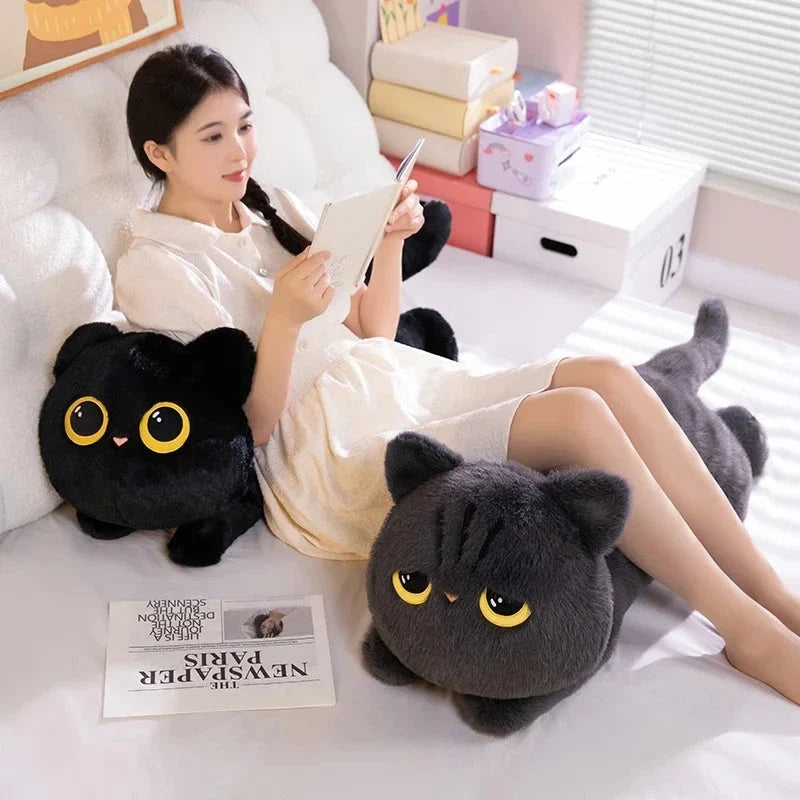 Long Giant Black Gray Fluffy Cat Plushies