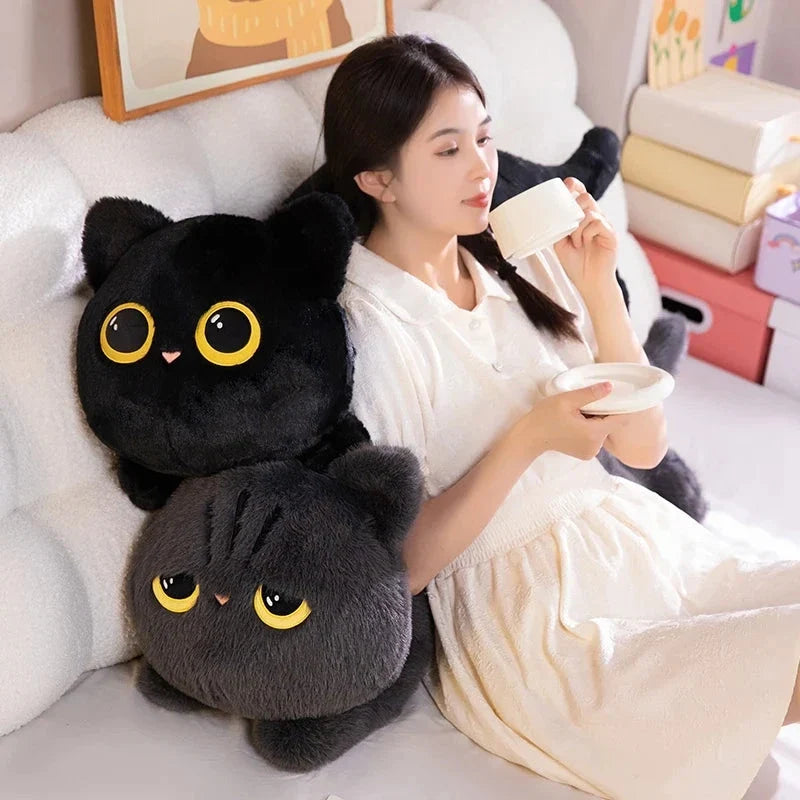 Long Giant Black Gray Fluffy Cat Plushies