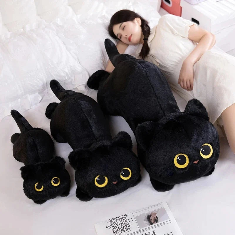 Long Giant Black Gray Fluffy Cat Plushies