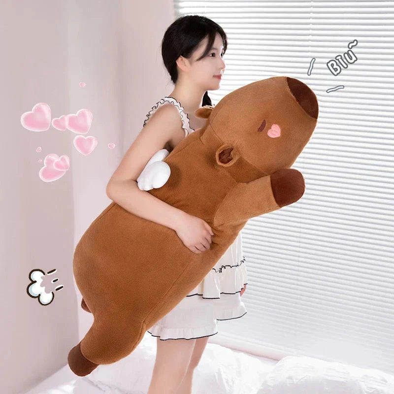 Adorable Long Orange Kawaii Capybara Plushies with Wings
