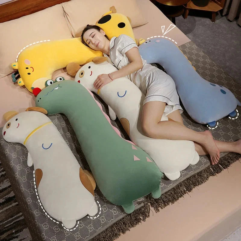 Adorable Long Pancake Dino Dog Crocodile Giraffe Plush Pillow for Ultimate Comfort