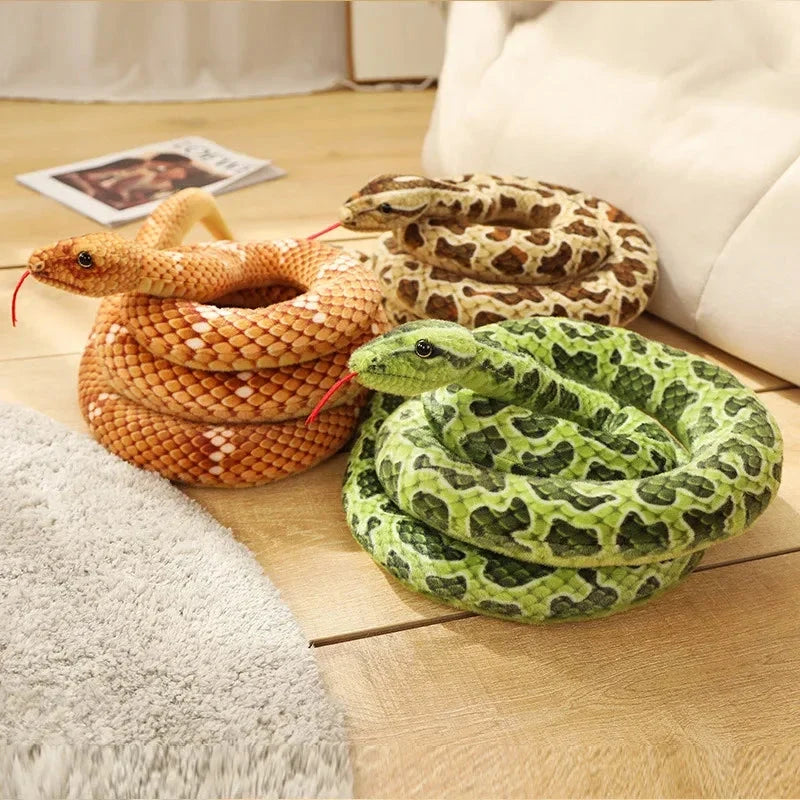 Long Realistic Brown Green Orange Snake Plushies
