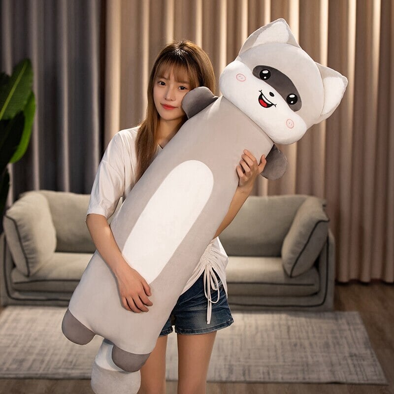 Extra-Soft Long Cat and Raccoon Plush Toys for Ultimate Cuddles