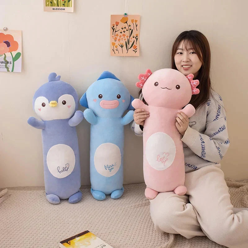 Delightfully Cozy 2024 Long Snuggly Fish, Axolotl, and Penguin Plushie Collection