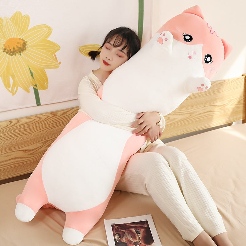 Cozy Long Pink and Gray Cat Plush Toys for Ultimate Cuddling