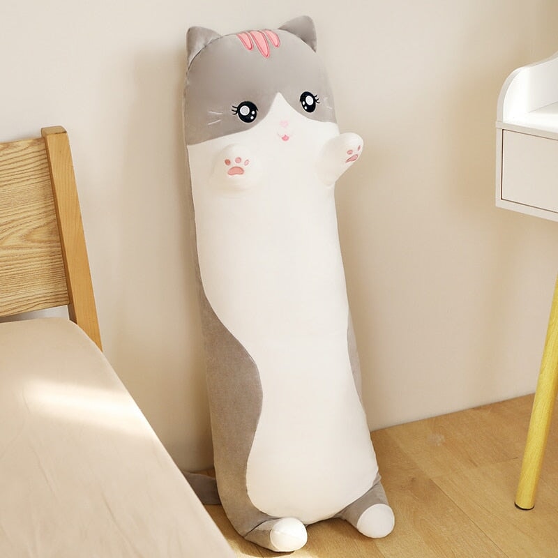 Cozy Long Pink and Gray Cat Plush Toys for Ultimate Cuddling