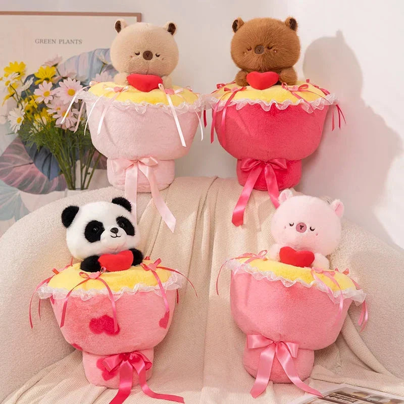 Charming Capybara Plush Flower Arrangement