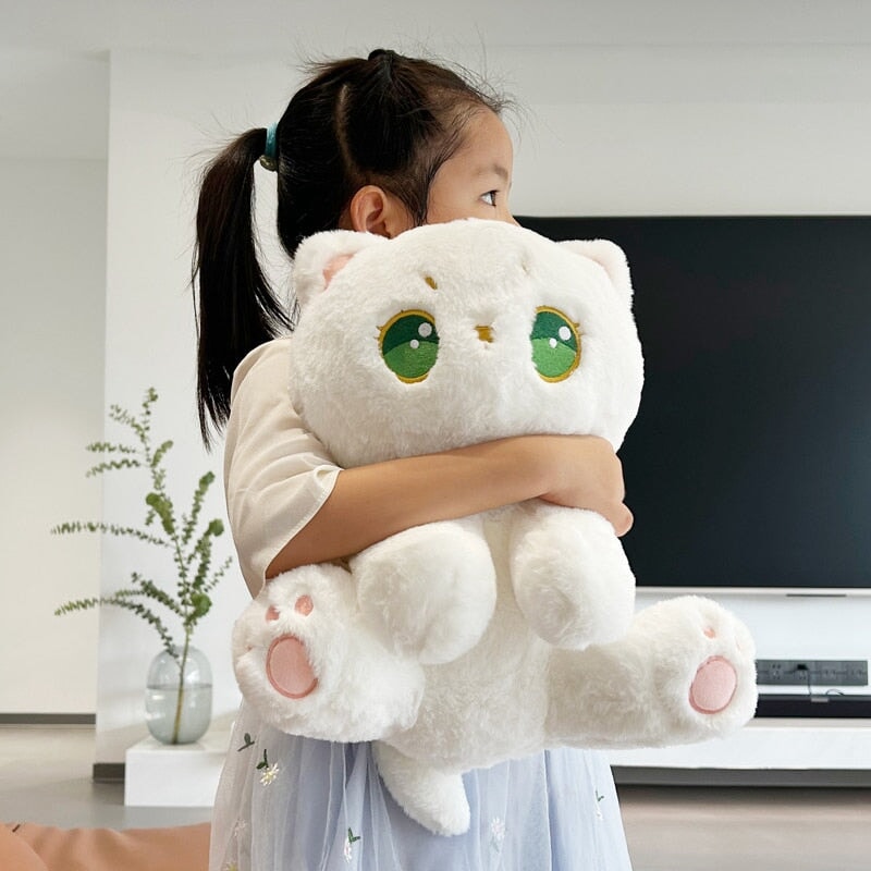 Adorable Luna: The Snuggly Fluffy White Cat Plush Toy