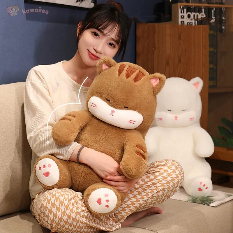 Cozy Napping Noodle Cat Plush Toy