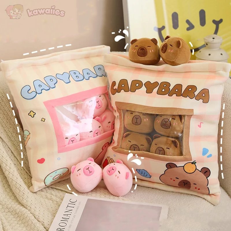 Adorable Pink and Brown Capybara Plush Candy Bag Friends