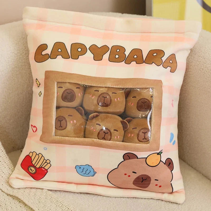 Adorable Pink and Brown Capybara Plush Candy Bag Friends